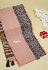 Peach - Premium Soft Slub Cotton with Warli Weaving Border